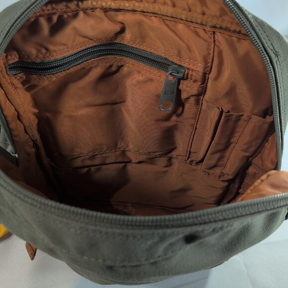 Abercrombie & Fitch Green Canvas Bag Backpack Crossbody One Strap Orange Y2K - Picture 15 of 16